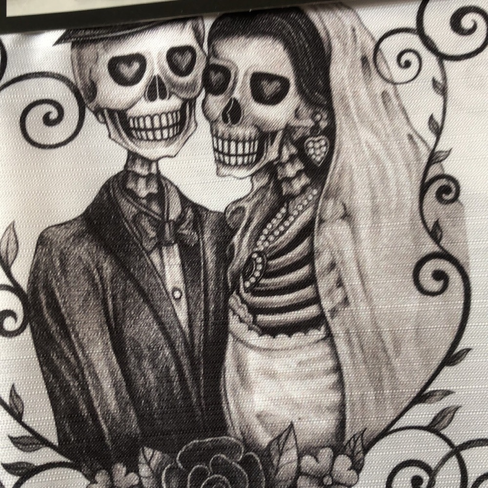 Happy Halloween Black & White Skeleton Couple Shower Curtain - Picture 4 of 8